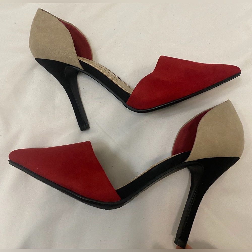 Chinese Laundry Red and Cream Heels, Size 7.5 - Picture 4 of 8